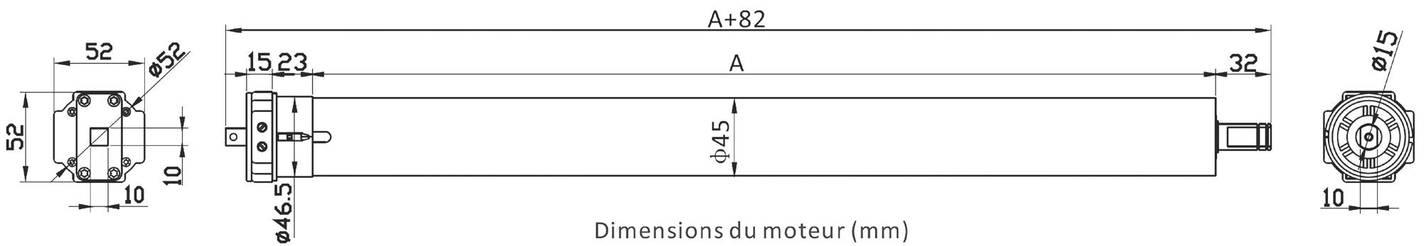 Dimensions moteur AM45